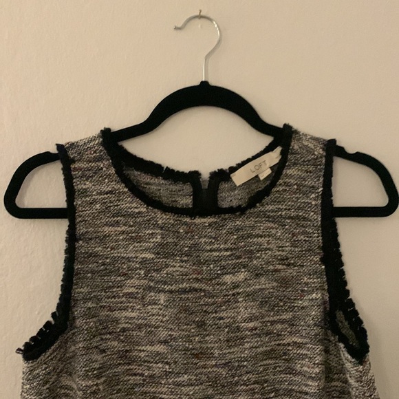 Loft gray dress with black fringe trim - Picture 2 of 5